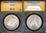 Us Coins - 1880s Morgan Dollar ANACS MS64