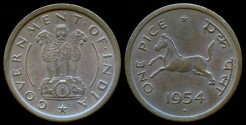 World Coins - 1954 B India (Republic) 1 Pice BU