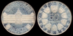 World Coins - 1972 Austria 50 Schilling - 100th Anniversary - Institute of Agriculture Silver Commemorative - Proof