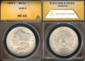 Us Coins - 1889 Morgan Dollar ANACS MS63