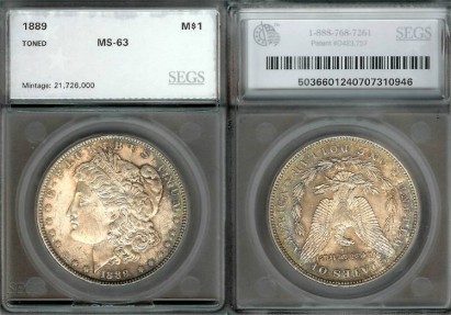 US Coins - 1889 Morgan Dollar SEGS MS63