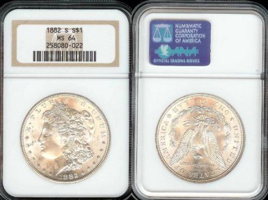 US Coins - 1882s Morgan Dollar NGC MS64