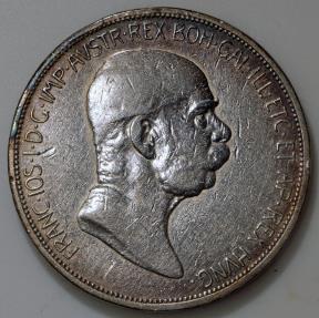 1909 Austria 5 Corona - Franz Joseph I - XF Silver | European Coins