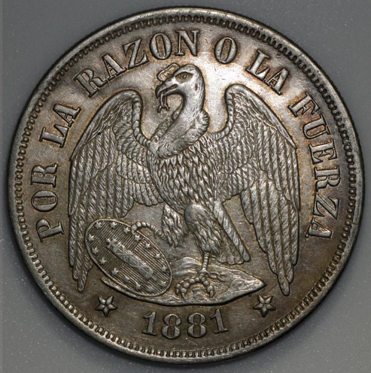 チリUN PESO銀貨　コンドル1883年間 チリUN PESO銀貨 コンドル1883年間 1 peso 1883, Chile - Coin