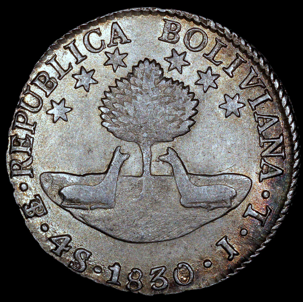 1830 PTS-JL Bolivia 4 Soles - Simon Bolivar - XF | South American