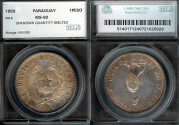 World Coins - 1889 Paraguay 1 Peso SEGS MS60 - Silver