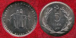 World Coins - 1977 Turkey 5 Lira "FAO" BU (Small Mintage)