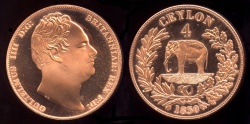 World Coins - 1830 Ceylon 4 Rixdollars, Gulielmus IIII - Medallic Issue (2007), Copper Proof