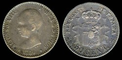 World Coins - 1889(89) MP-M Spain 50 Centimos AU