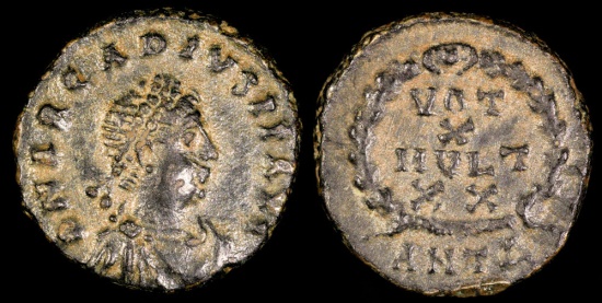 Ancient Coins - Arcadius Ae3 - VOT X MVLT XX - Antioch Mint