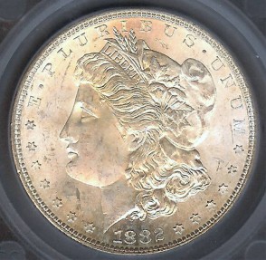 US Coins - 1882s Morgan Dollar SEGS MS64