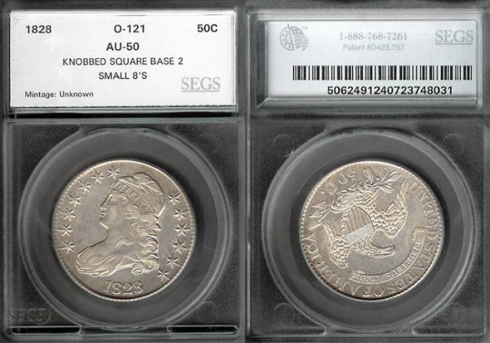 1828 Bust Half O-121 SEGS AU50 | 50 Cents