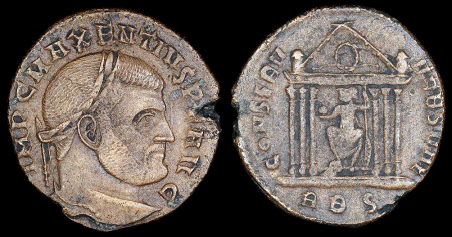 Ancient Coins - Maxentius Ae Follis - CONSERV VRB SVAE - Rome Mint 
