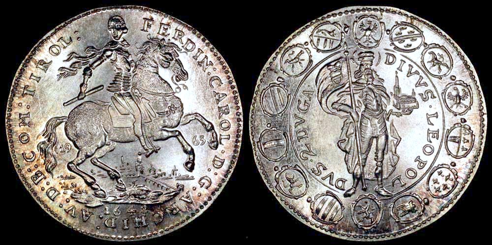 オーストリア 2ドゥカット銀貨 14枚の盾とFerdinand Carol大公