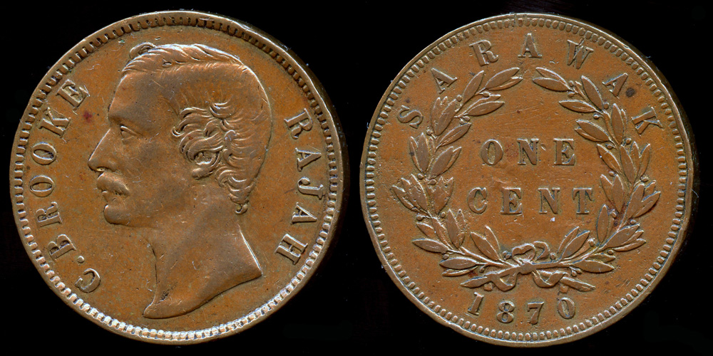 1870 Sarawak 1 Cent XF | Asian and Middle Eastern Coins