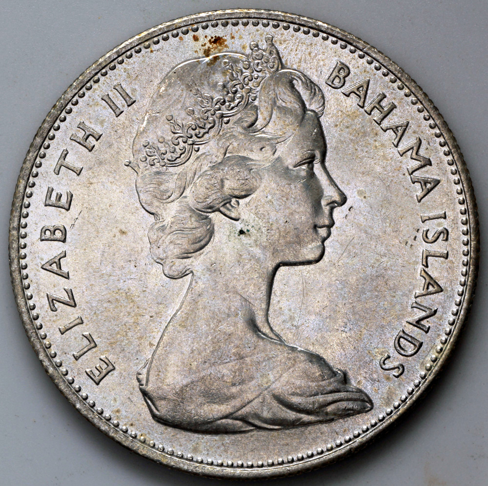 1966 BAHAMA ISLANDS ONE DOLLAR ELIZABETH II .800 SILVER COIN
