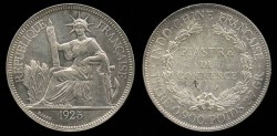 World Coins - 1925 A French Indo-China 1 Piastre UNC