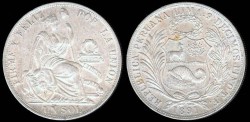 World Coins - 1891 TF Peru 1 Sol AU