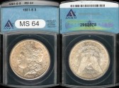 Us Coins - 1881s Morgan Dollar ANACS MS64