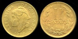 World Coins - 1965 Colombia 2 Centavo UNC