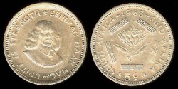 World Coins - 1963 South Africa 5 Cent