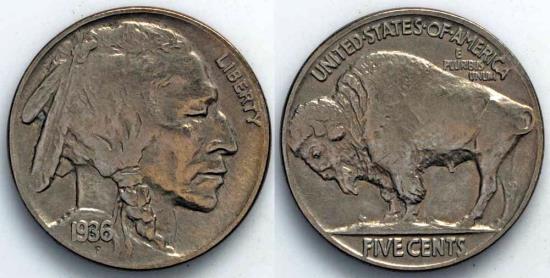 1936 P Indian Head (Buffalo) Nickel | 5 Cents