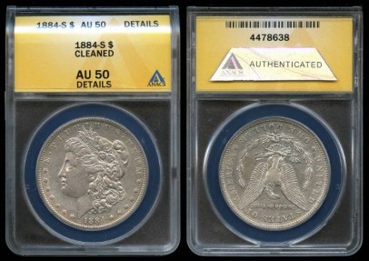 US Coins - 1884s Morgan Dollar ANACS AU50