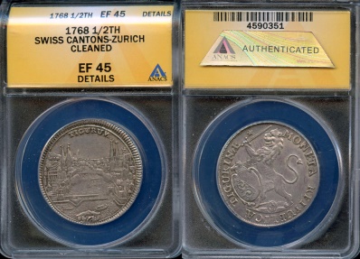 1768 Zurich 1/2 Thaler - City View - ANACS XF45 | European Coins