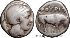 Ancient Coins - LUCANIA - THOURIOI Thurium, Lucanie c. 443-400 AC. (20mm, 7,65g, 12h)