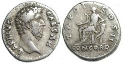 Ancient Coins - Aelius AR Denarius : Concordia Seated