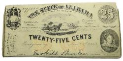 Us Coins - 1863 State of Alabama 25 cent Note