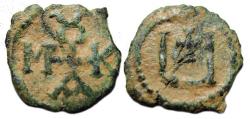 Ancient Coins - Maurice Tiberius Ae Pentanummium : Very Scarce Monogram Type