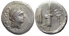 Ancient Coins - C. Norbanus AR Denarius : Bust of Venus / Corn Ear, Fasces and Caduceus