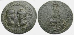 Ancient Coins - Gordian III and Tranquillina : Ae, Singara Mesopotamia : Tyche and River-God