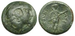Ancient Coins - Lysimacheia Thrace Ae : Head of Herakles / Demeter Holding Long Torch : Scarce Type