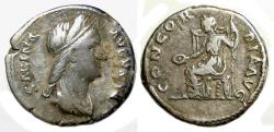 Ancient Coins - Sabina AR Denarius : CONCORDIA AVG : Concordia Seated