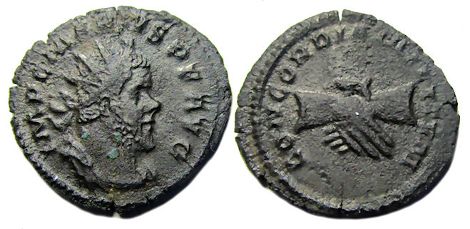 Marius Ae Antoninianus : CONCORDIA MILITVM : Clasped Hands | Roman ...