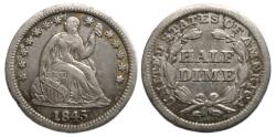 Us Coins - 1845 US Half Dime XF