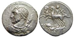 Ancient Coins - Ti. Quictius AR Denarius : Bust of Hercules / Two Horses Galloping