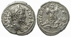 Ancient Coins - Septimius Severus AR Denarius : Trophy of Arms, Captives at Base