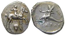 Ancient Coins - Tarentum Calabria AR Didrachm : Rider on Dolphin