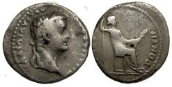 Ancient Coins - Tiberius AR Denarius : Livia Seated : "Tribute Penny"