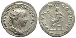 Ancient Coins - Gordian III AR Antoninanus : Apollo on Throne