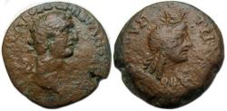 Ancient Coins - Domitian Ae Diobol : Alexandria Egypt : Bust of Isis