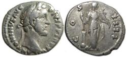 Ancient Coins - Antoninus Pius AR Denarius : COS IIII : Fortuna