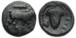 Ancient Coins - Eretria Euboia Ae : Bull Standing / Grape Bunch