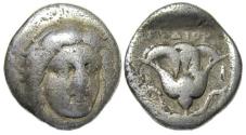 Ancient Coins - Rhodes Rhodos AR Drachm : Helios / Rose