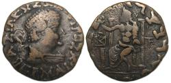 Ancient Coins - Hermaios, Baktrian Kings, Ae Tetradrachm : Zeus Enthroned