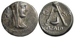 Ancient Coins - P. Galba AR Denarius : Secespita, Simpulum and Secures