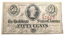 Us Coins - 1863 Confederate States 50 Cent Note
